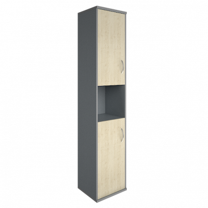 Шкаф высокий узкий левый Riva А.СУ-1.5 Л Клен/Металлик_0