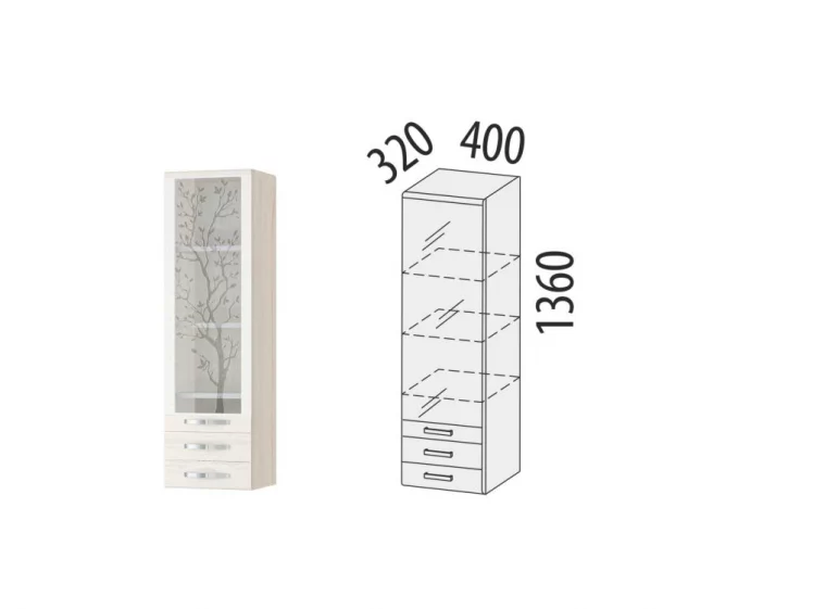 Пенал кухонный (лев/прав) Графит 74.31 Сосна Астрид/Ваниль_1