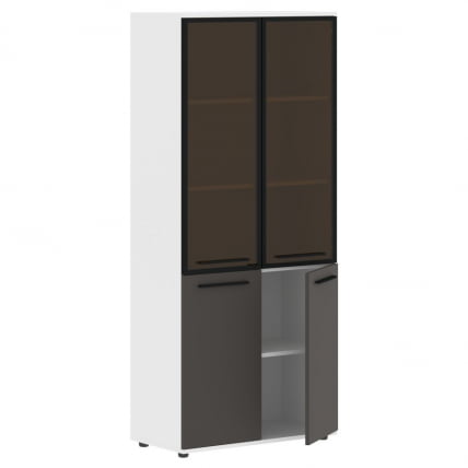 Шкаф комбинированный  с дверьми в металлической раме EDIS EHCS 85.7 Мокко Черный Белый_1