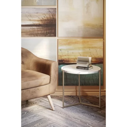 Стол журнальный Бруно Белый мрамор/титан_5