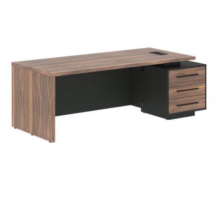 Стол руководителя правый VELION VENEER VRCT 2290 R Американский орех Яшма черная_0