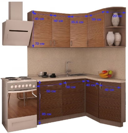 Кухонный гарнитур угловой Лен светлый Лен темный №2_1