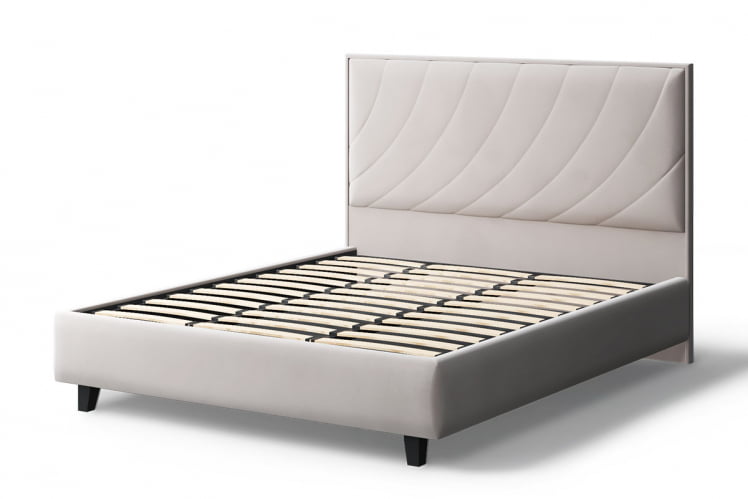 Кровать СОФИЯ 2000*1600мм (на опорах), велюр NEO 02 (бежевый), (б/основания, б/матраса)_2