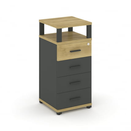 Тумба приставная с 4-мя ящиками и надставкой CONCEPT CN.TUO-003 B/W Дуб Винченцо Антрацит_0