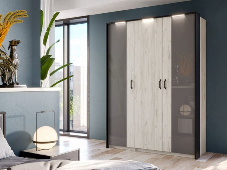 Фасад дверь комбинированная Техно ЛД 678.160.000 Дуб Крафт белый Серый шифер_1