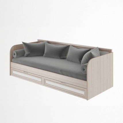 Кровать с ящиками Модуль №23 Ясень шимо светлый/белый_0