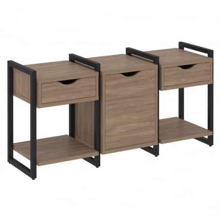 Тумба на регулируемых опорах наборная. Вариант №6 LOFT VR.L-TN-6.O Металл черный Дуб Аризона_0