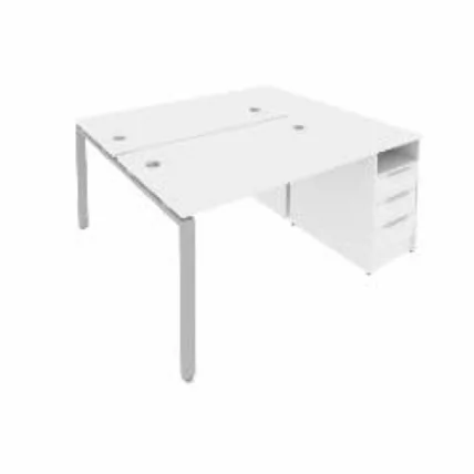 Рабочая станция с опорной тумбой Metal System Б.РС-СТП-2.2 Белый/Серый_0