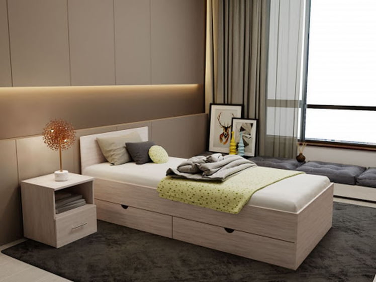 Кровать с выдвижными ящиками КР900Г Дуб сонома_1