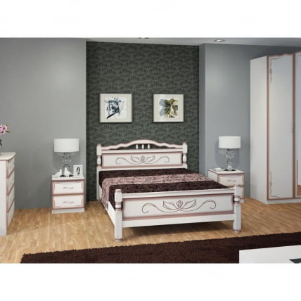 Кровать из массива Карина-5 200х90 Слоновая кость_1