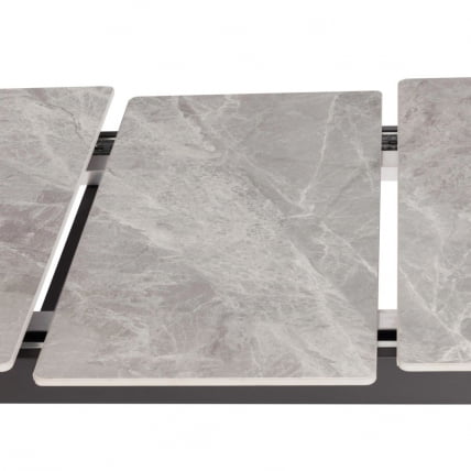 Стол обеденный Balmoral / Балморал столешница керамика (глянцевая) / опоры металл, серый/черный, (120+40)х80х75 см_8