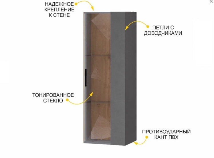 Шкаф-витрина малый (лев/прав) Джерси 602.07_2