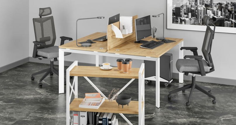 Стол рабочий LOFT VR.L-SRX-1.7 Металл белый Тиквуд светлый_1