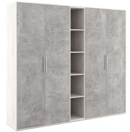 Шкаф высокий 4 створки, с нишей B-TONE BTN36153431 Сосна Бетон светлый_0