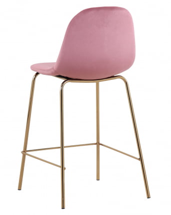 Стул полубарный Валенсия велюр Розовый золотые ножки_5