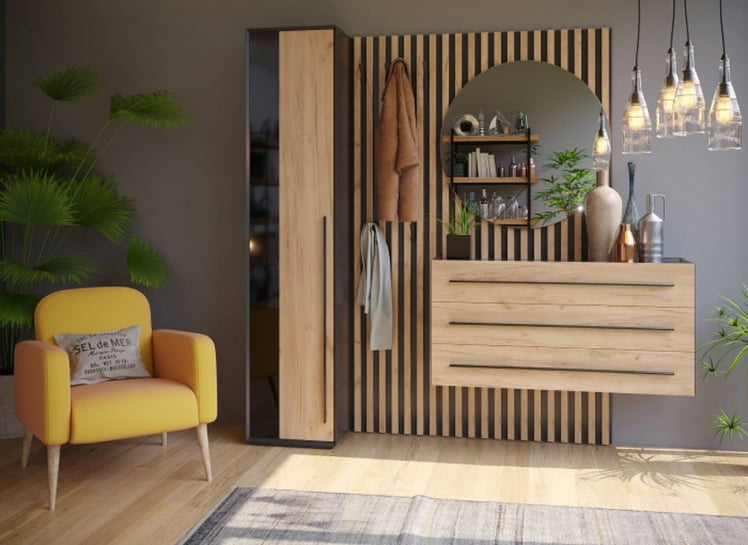 Прихожая Неаполь №1 Черный Дуб Золотой_0