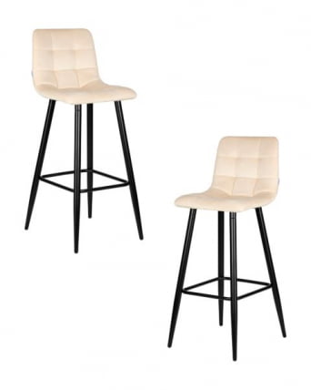 Стул барный DOBRIN NICOLE (черные матовые ножки, кремовый велюр (108-113)) 2 шт_0