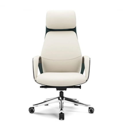 Эргономичное кресло руководителя Eureka OC07 SERENE (Nappa кожа), белое_2