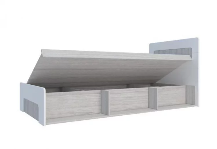 Кровать 0,9 с подъемным механизмом Палермо Юниор 01 Ясень шимо светлый Белый глянец_1