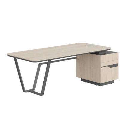 Стол руководителя правый Line СФ-571101.1 Дуб светлый Черный графит_0