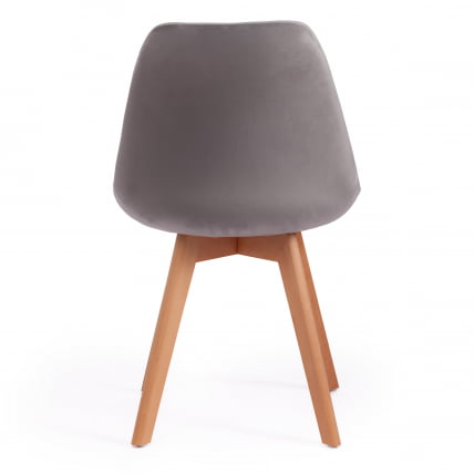 Стул TULIP SOFT (mod. 74) вельвет/дерево , 54 х 47 х 83 см , светло-серый (HLR19)/натуральный_3