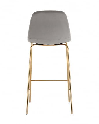 Стул барный Валенсия SN золотые ножки велюр Серый_3