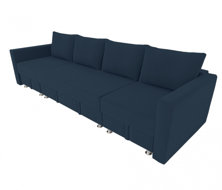 Диван угловой Фиеста Трансформер П- побразный с подлокоткиками (Berhouse) Цвет фасада: Синий Велюто 54; Тип: Левый/правый; Материал фасада: Металл/Велюр_0