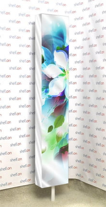 Зеркальный поворотный шкаф с принтом Зум Шелф Арт Молочный дуб_2