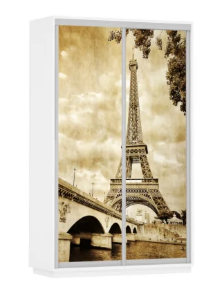 Шкаф-купе двухдверный Экспресс Дуо 1400х2400h Париж/Белый снег_0