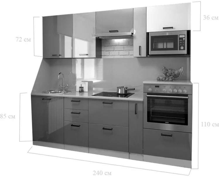 Кухонный гарнитур прямой Олива глянец Дюна белая №1_1