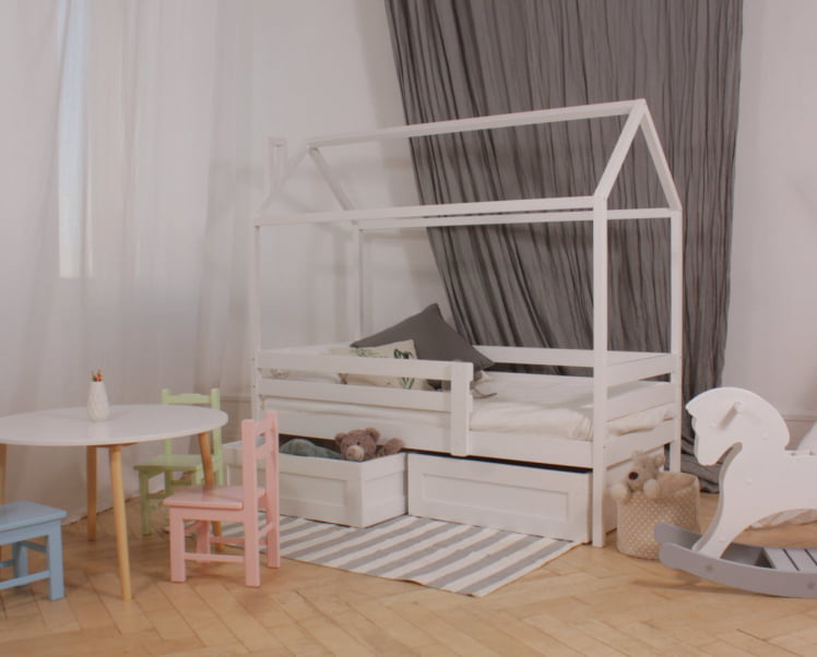 Кровать-домик RooRoom кд-33 с ящиками Белый_0