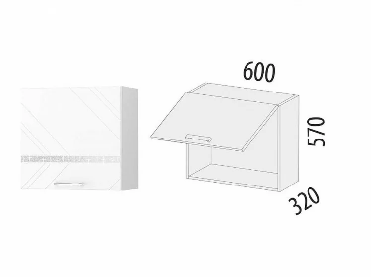 Шкаф над вытяжкой (с системой плавного закрывания) Бьянка 102.14.1_1