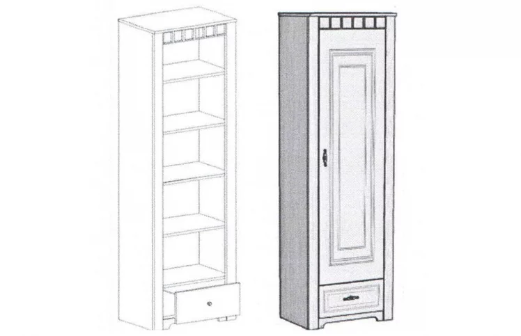 Шкаф однодверный Прованс №1 Бодега белая Патина премиум_1