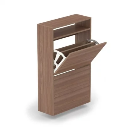 Тумба для обуви 2-х уровневая Ясень шимо тёмный_1