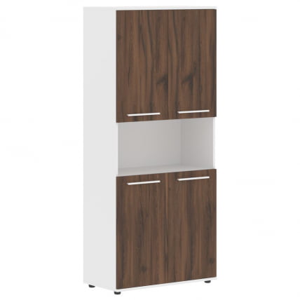 Шкаф с двумя комплектами глухих малых дверей ЕДИС ЕХCС 85.4 Дуб Денвер темный Белый Белый / EDIS EHCS_0