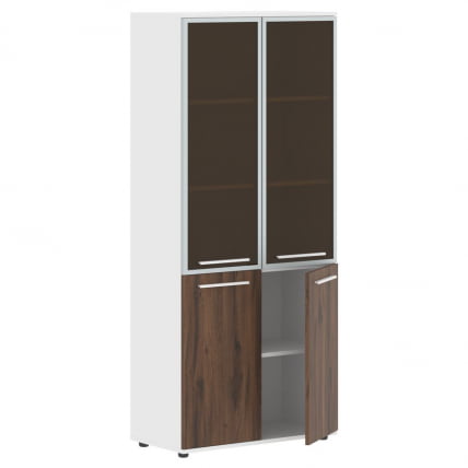 Шкаф комбинированный  с дверьми в металлической раме EDIS EHCS 85.7 Дуб Денвер темный Белый Белый_1