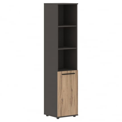 Шкаф-колонка с глухой малой дверью EDIS EHCS 42.5 Дуб Денвер светлый Черный Мокко_0