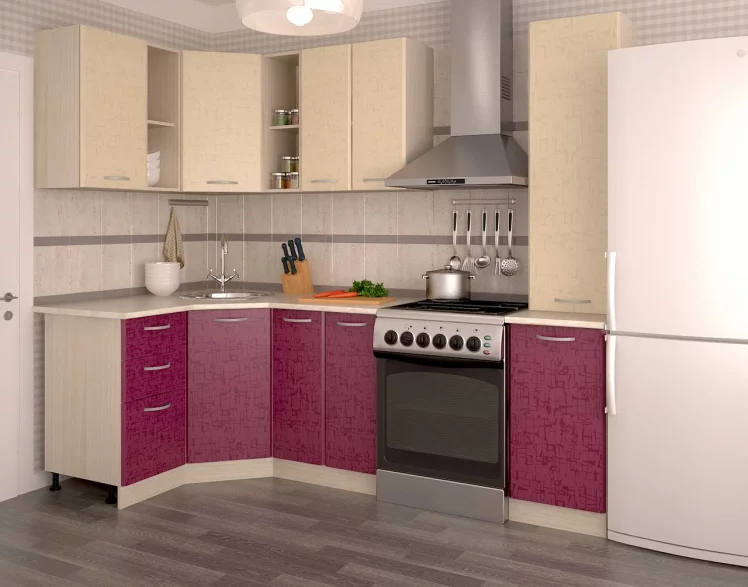 Кухонный гарнитур угловой Синга крем Синга баклажан №1_0