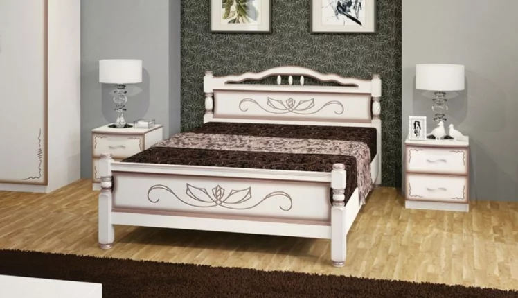 Кровать из массива Карина-5 200х140 Слоновая кость_0