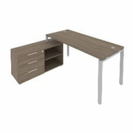 Рабочая станция на П-образном м/к с опорной тумбой левая Metal System Б.РС-СТС-2.4 Л Вяз/Серый_0