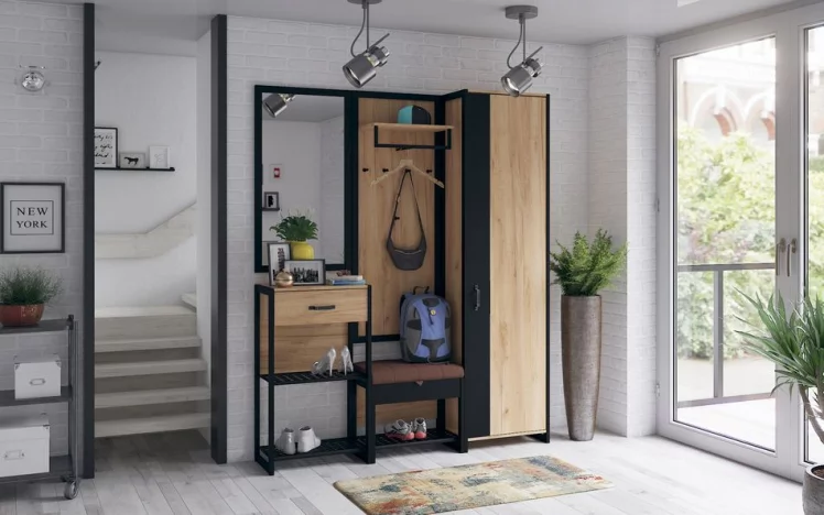 Комплект мебели для прихожей Техно ЛД №1 Дуб Золотой Черный_0