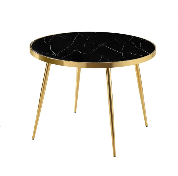 Стол обеденный Гелиос 100*100 стекло черный мрамор сталь Золото_0