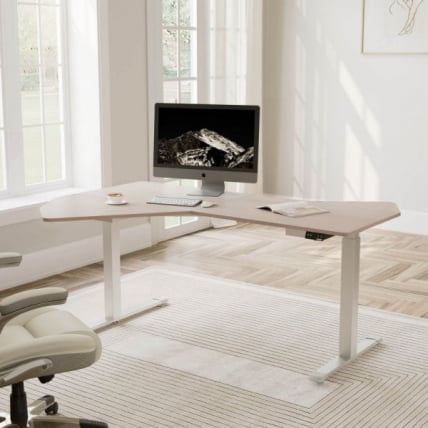 Стол компьютерный с электроприводом Eureka ERK-EDI-FS-MW (Fan shaped), клен_7