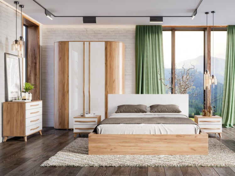 Шкаф двухстворчатый глухой Марта-2 ЛД 406.020.000 Дуб золотой Белый глянец_1