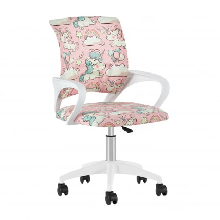 Кресло детское ТопЧаирс Симпле СН ДЖуниор принт Уникорнс пластик белый / TopChairs Simple SN Junior Unicorns_1