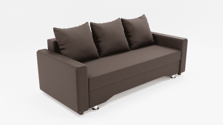 Диван Квадро-2 ППУ (ЗР) Цвет фасада: Коричневый; Тип: Прямой; Материал фасада: Металл/Велюр_0