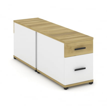 Тумба двухсторонняя опорная приставная с ящиком и распашным фасадом CONCEPT CN.DTGO-004 B/W Дуб Винченцо Белый бриллиант Черный_0