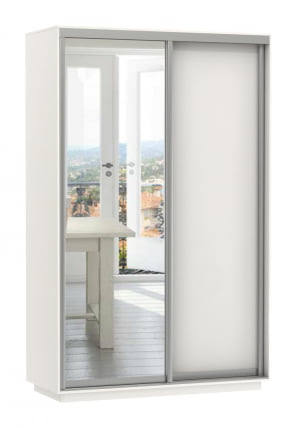 Шкаф-купе двухдверный Экспресс Дуо Медиум 1400х2400h Белый снег_0