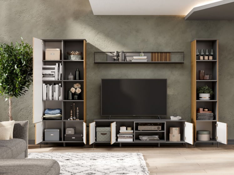 Гостиная Элиот №2 Оникс Серый/Орех фактурный_1