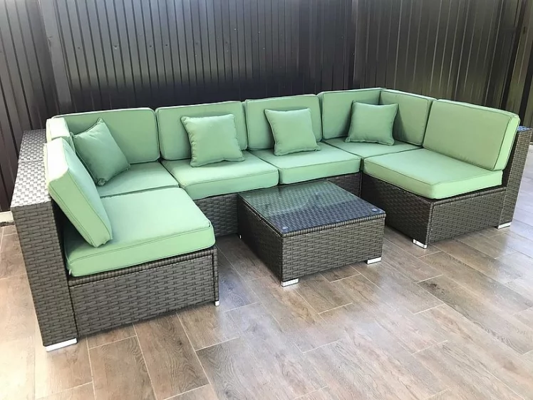 Плетеный модульный диван ЙР822БГ Бровн/Греен / YR822BG Brown/Green_4